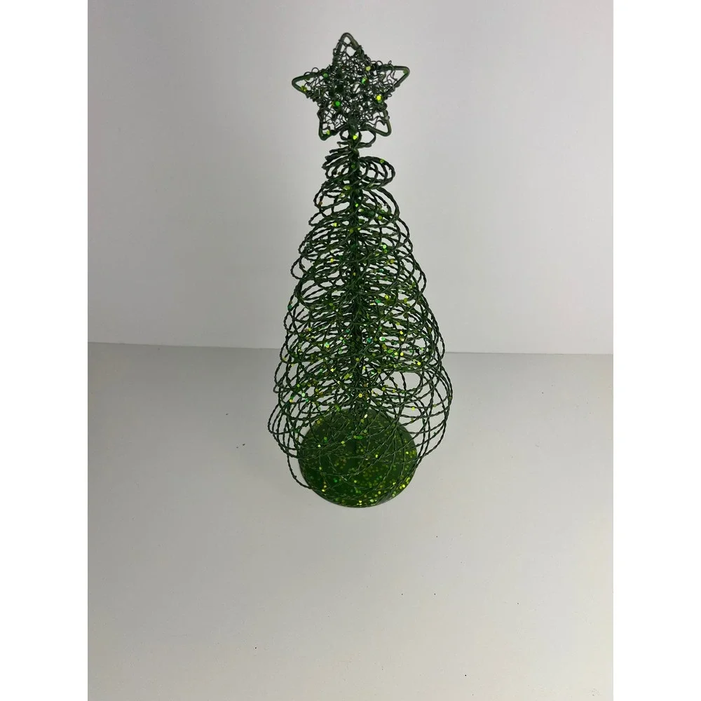 Pier One Glitter Wire Christmas Tree Star Topper Festive Holiday‎ Decor Green